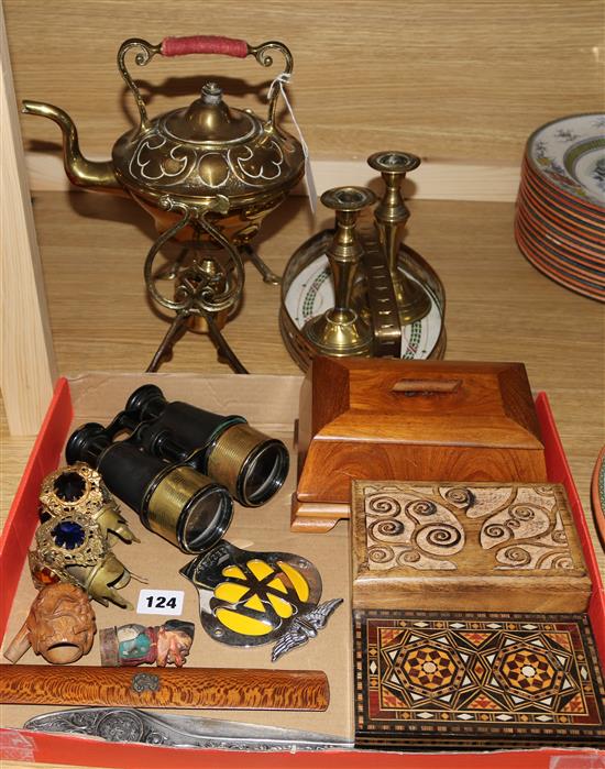 Arts & Crafts kettle on stand & mixed collectables